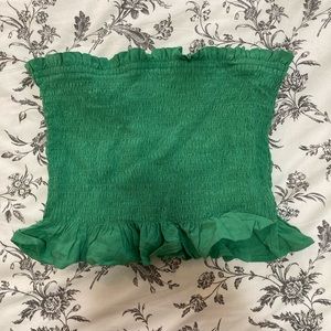 Green crop tube top